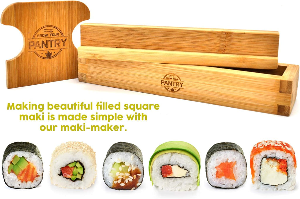 Bamboo Sushi Making Kit with Maki Maker, Sushi Mat, Onigiri Mold Set, and Chopsticks Z5306