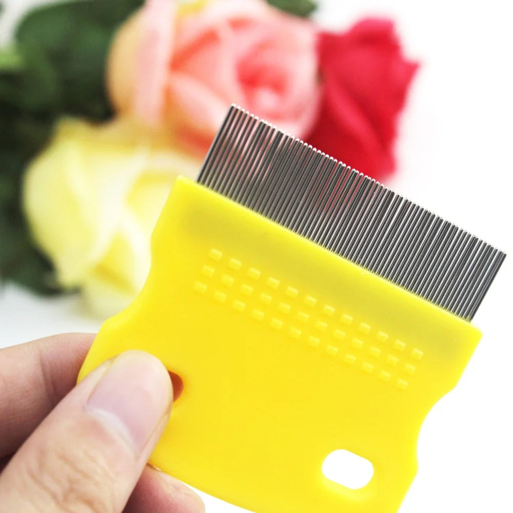 Pet Hair Grooming Comb Flea Shedding Brush Stainless Steel Fine Toothed P104357
