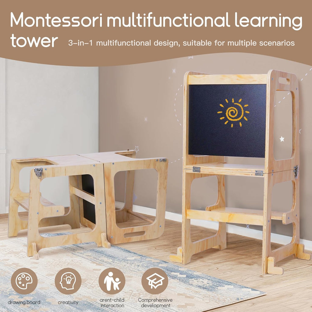 3-in-1 Toddler Standing Tower with Safety Rail V1291