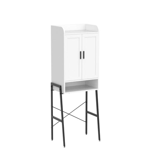 Over The Toilet Storage Cabinet, Wooden Bathroom Organizer with Double Door U3042