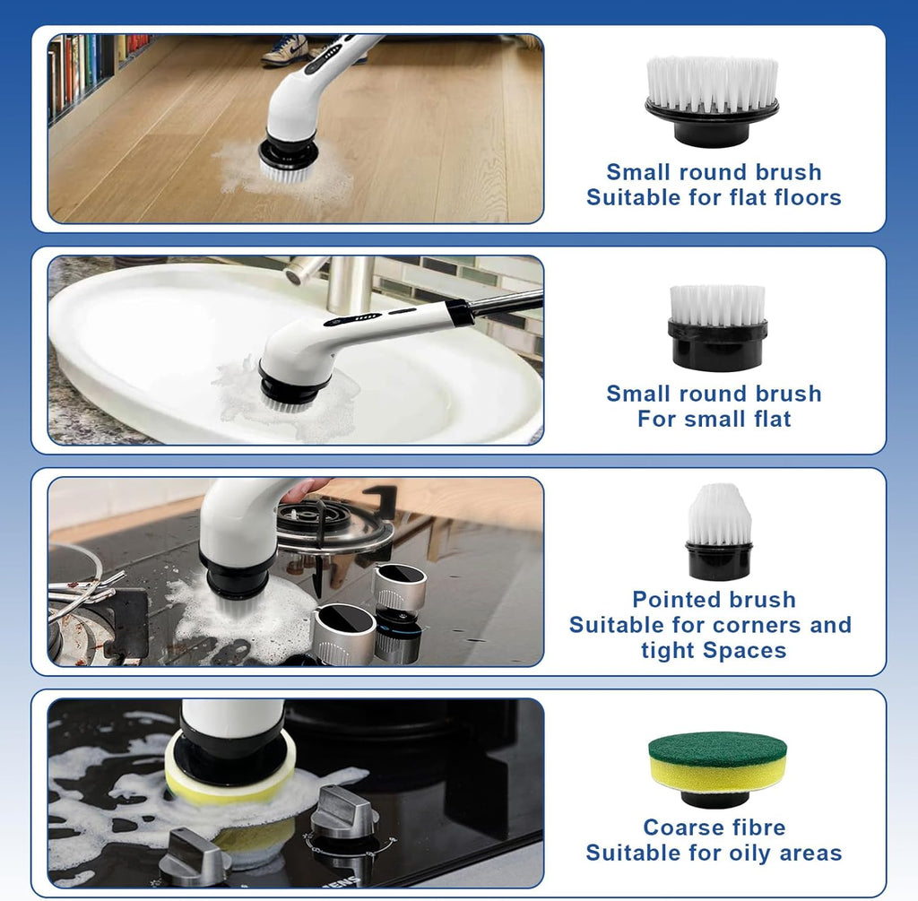 Cordless Electric Spin Scrubber with Adjustable Extension Arm M7593