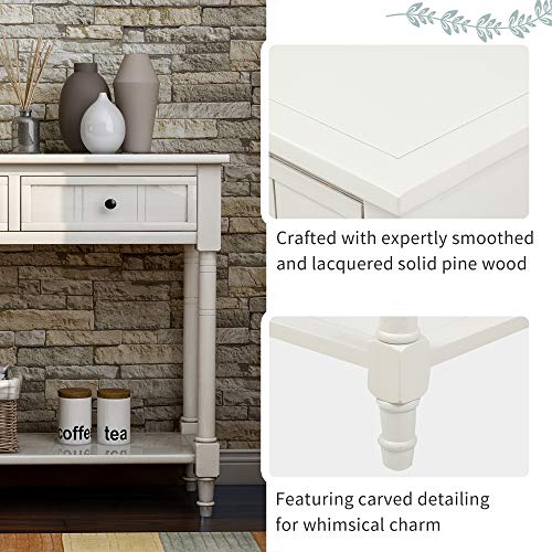 Narrow Console Table with 2 Drawers and Storage Shelf, Retro Wood Entryway Table A838