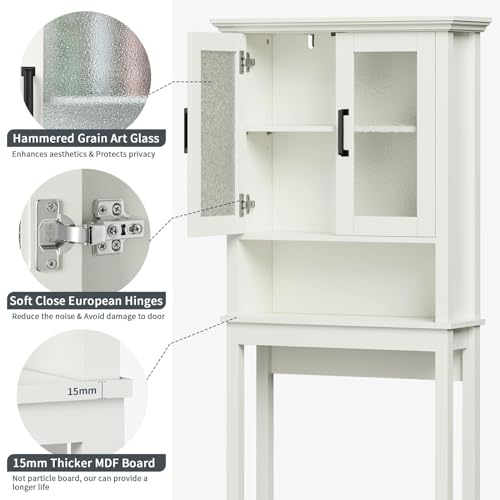 Over the Toilet Storage Cabinet with Glass Doors and Adjustable Shelf, Espresso M15027