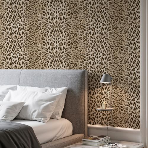 Leopard Textured Wallpaper, Gold Glitter Non-pasted 3D Embossed Wall Mural Q14916