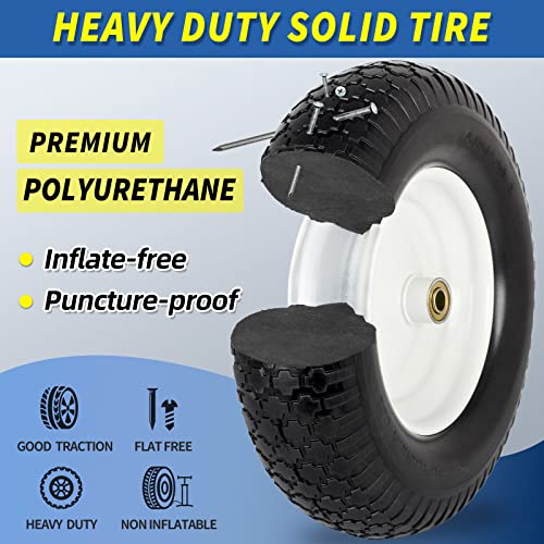 16" Flat-Free Solid Wheelbarrow Tire and Wheel with 3" Hub, 2 Pack D71069
