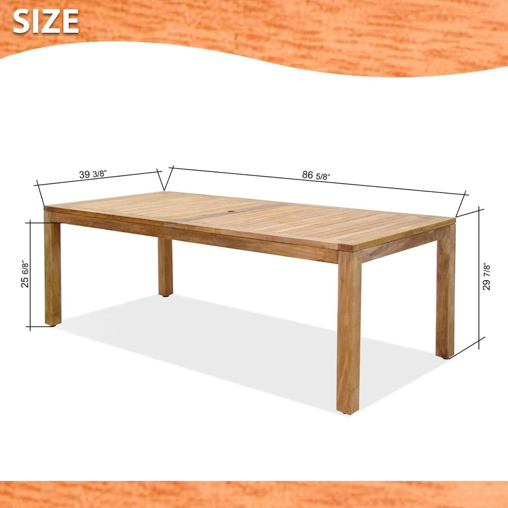 9 Piece Patio Dining Set with Teak Table and Brown Resin Chairs Q82120