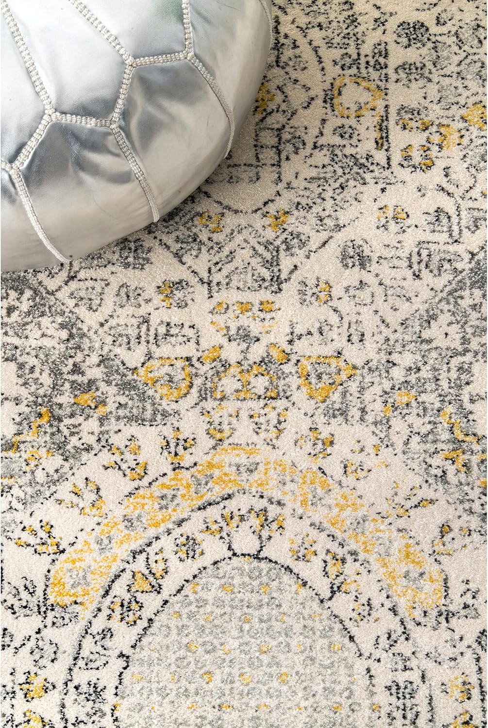 Vintage Transitional Area Rug 2x10 Runner Gold/Off-White A75442