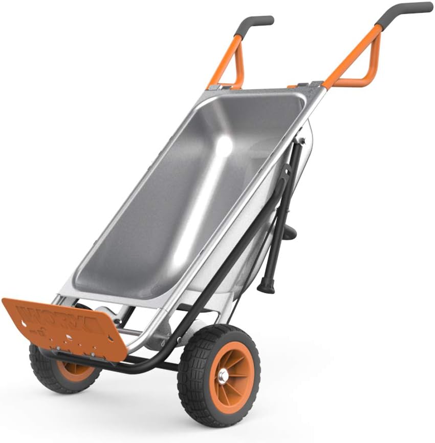 8-in-1 Wheelbarrow Yard Cart Dolly with Firewood Carrier, Orange Q812389