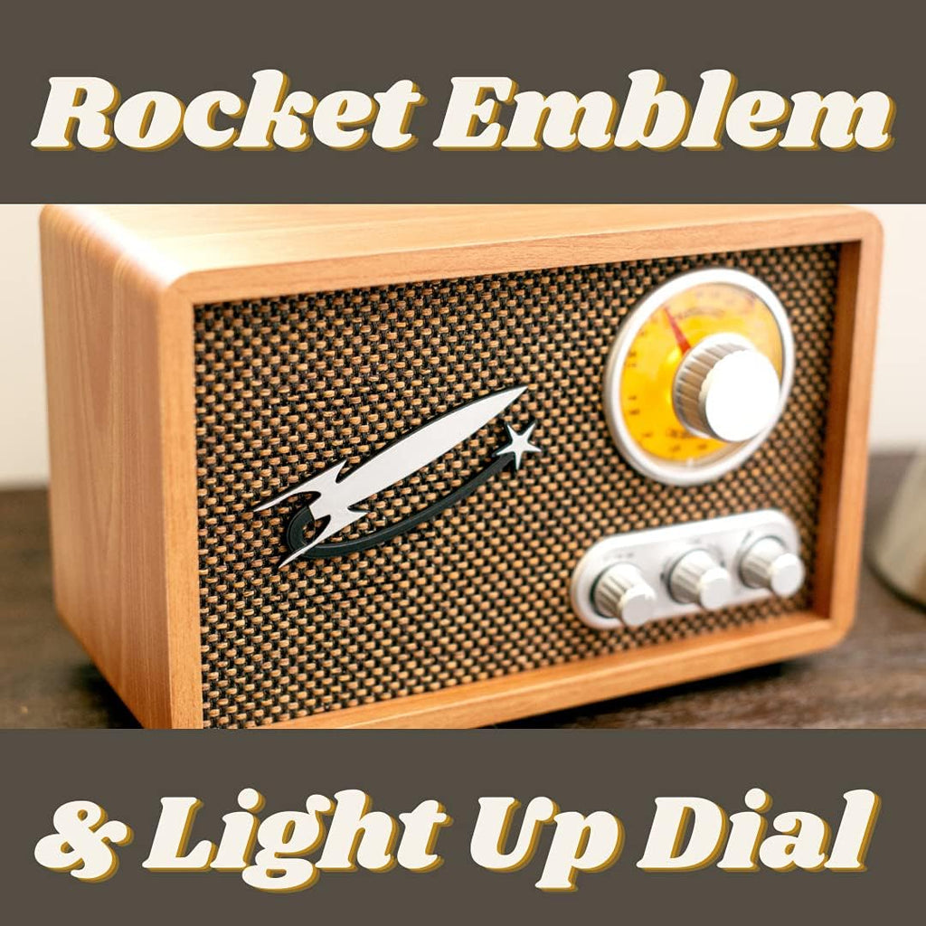 Retro Radio AM FM with Bluetooth, Vintage Wood V908