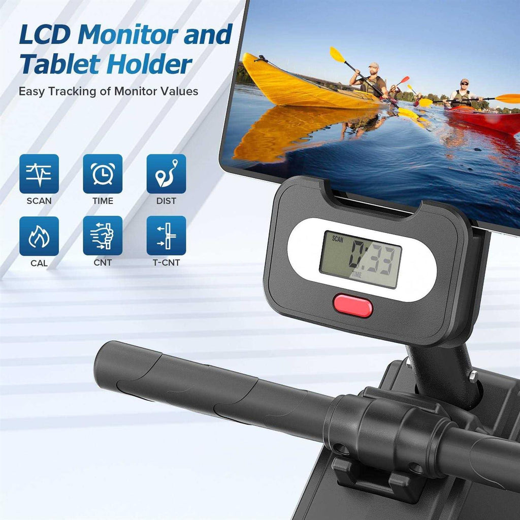 Magnetic Rower with Aluminum Slide Rail and LCD Monitor for Home Cardio J835