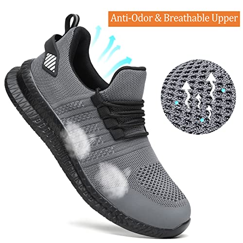 Steel Toe Work Shoes for Men and Women, Lightweight Slip Resistant Safety Sneakers T16315