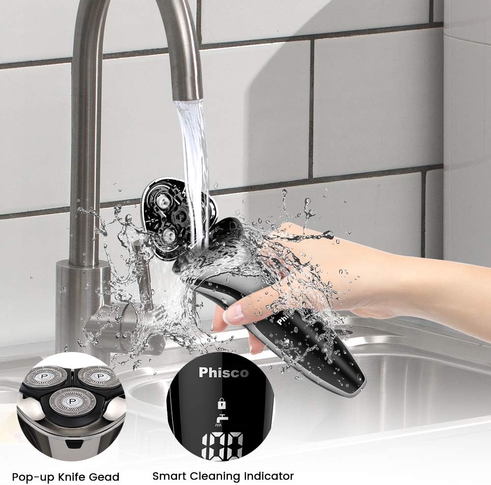 Electric Shaver for Men, Waterproof Rotary, Wet/Dry, LED Display O182