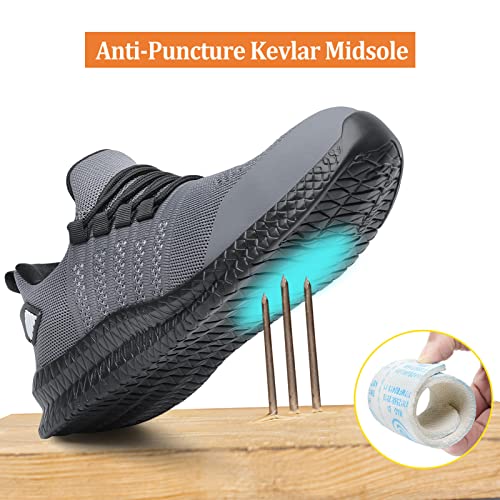 Steel Toe Work Shoes for Men and Women, Lightweight Slip Resistant Safety Sneakers T16315