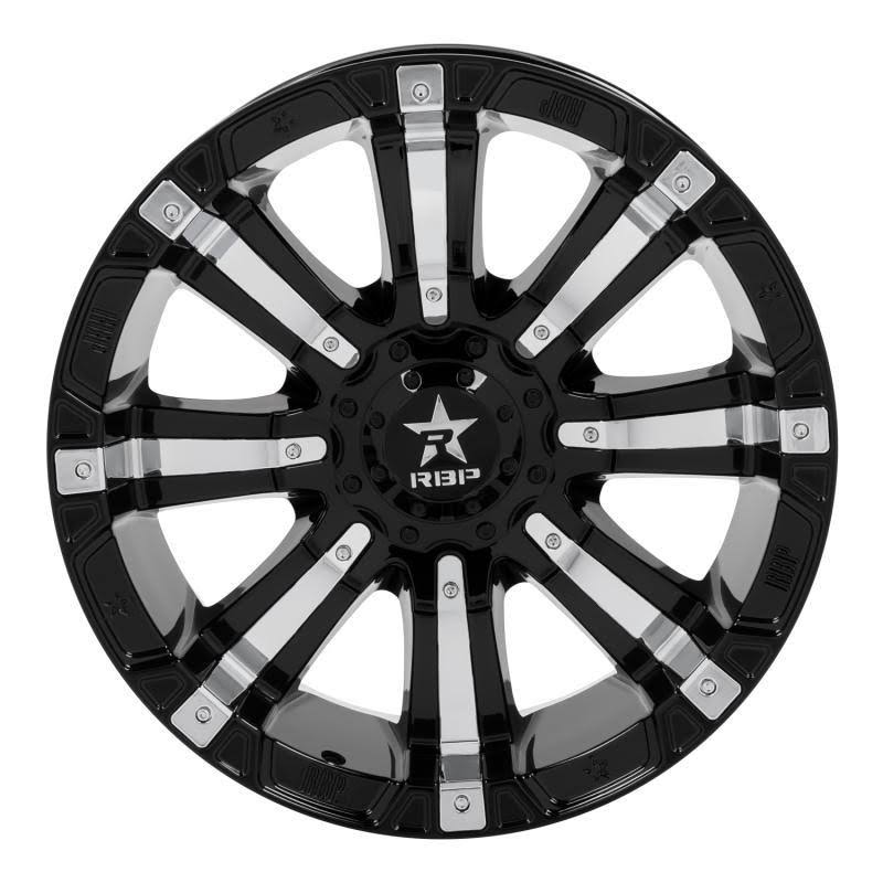 20x9.0 8x165.1 -12mm Offset 117mm CB Black w/Chrome Inserts Wheel B53654