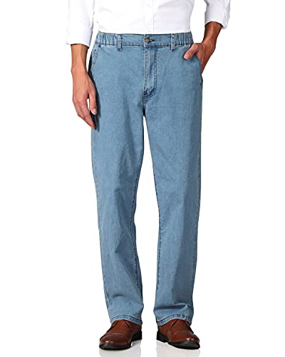 Men's Elastic Waist Jeans Relaxed Fit with Zipper Z346053