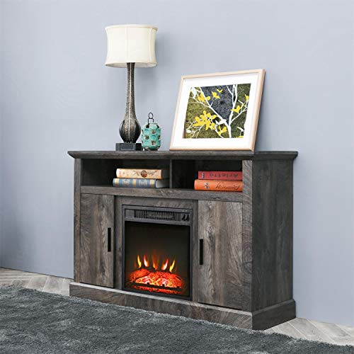 Corner Electric Fireplace TV Stand for TVs up to 42" Wide, Rustic Y278