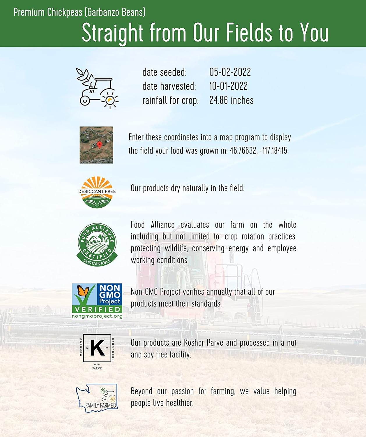 Chickpeas 4 lbs, Non-GMO, Kosher Parve V87718