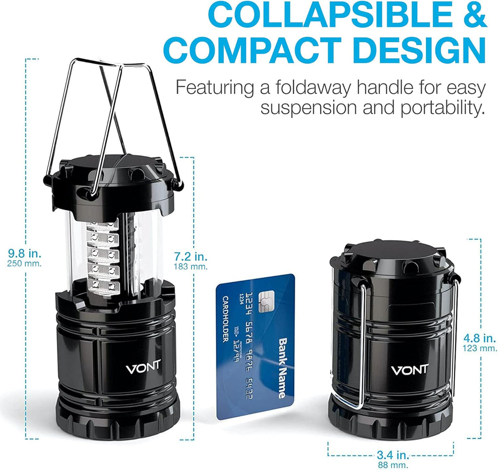 8 Pack LED Camping Lantern, Collapsible, Batteries Included O351