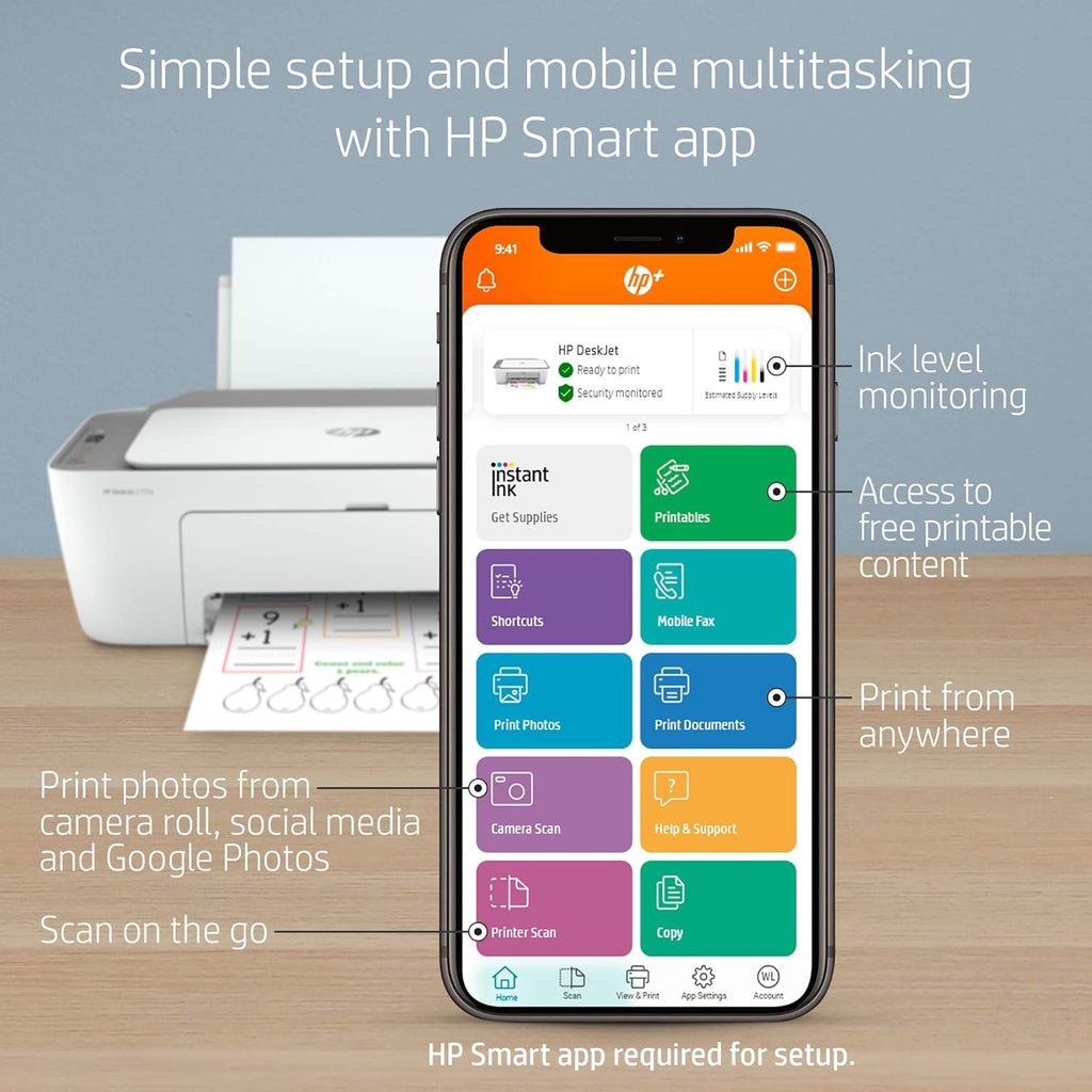 Wireless Color All-in-One Printer with 6 Months Instant Ink, Pack of 2 O1298