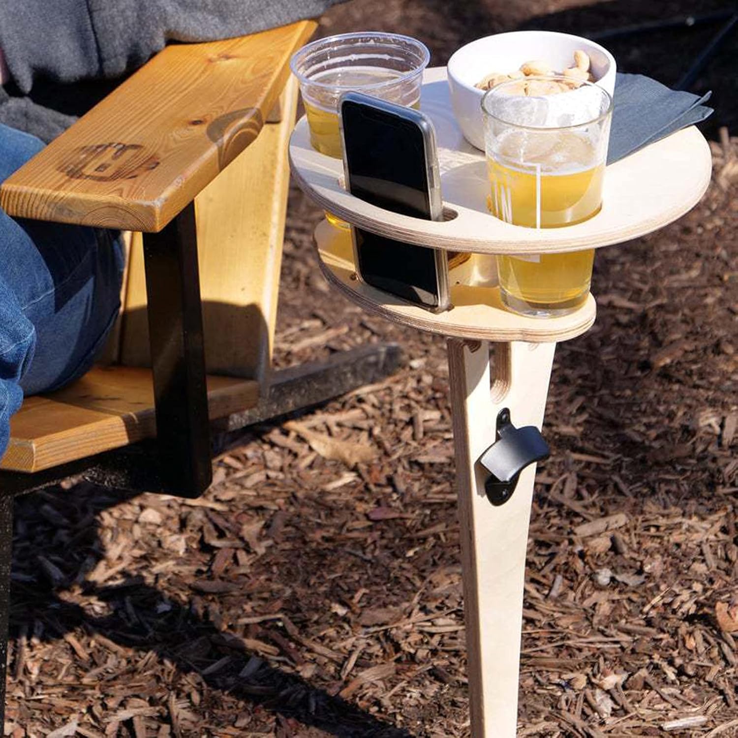 Folding Two-Layer Wooden Wine Table for Outdoor Picnic Camping H138