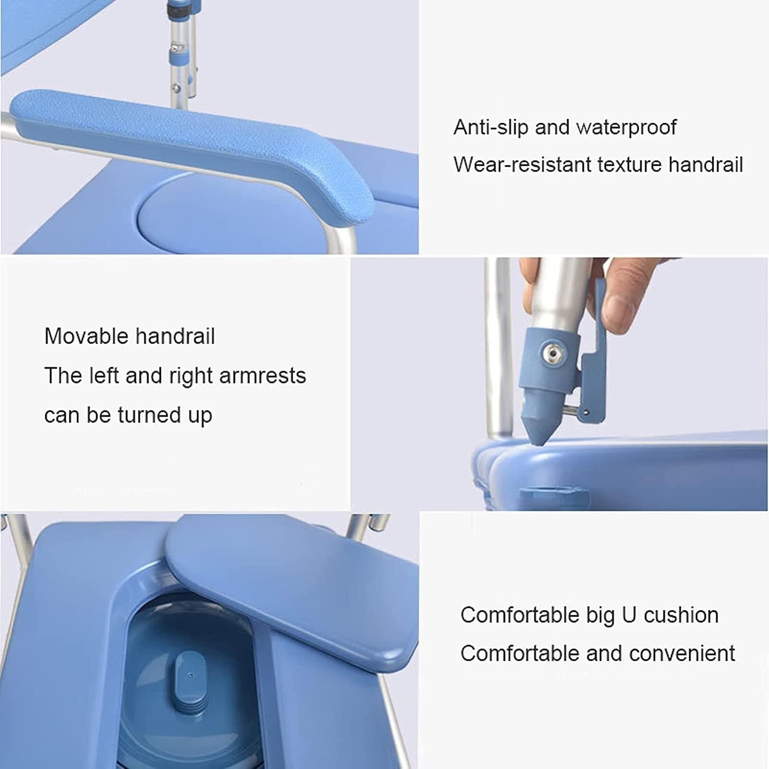 Wheeled Commode Chair for Bathroom with Liftable Armrests H432769