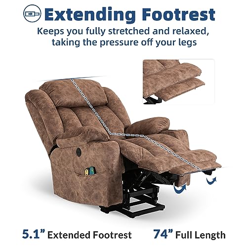 Electric Power Lift Recliner Chair with Extended Footrest for Elderly, Fabric Gray T470