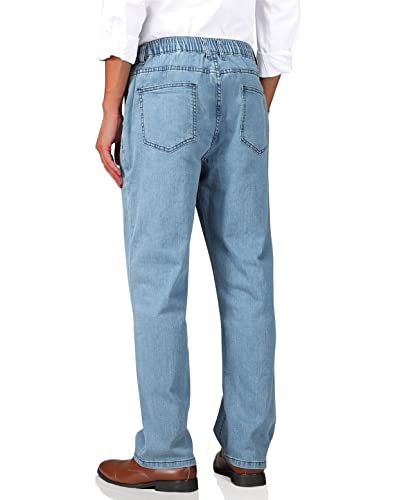 Men's Elastic Waist Jeans Relaxed Fit with Zipper Z346053