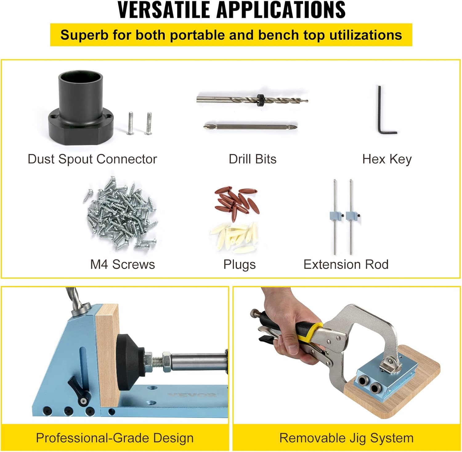 Pocket Hole Jig Kit, Adjustable Woodworking Joinery System with Aluminum Punch Locator C704981