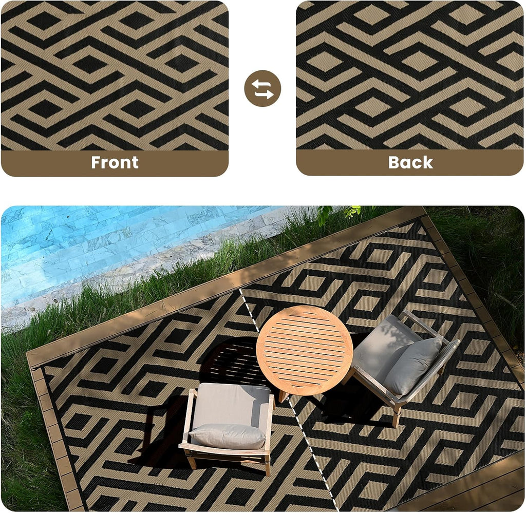 Outdoor Patio Rug with Carry Bag, Waterproof Reversible Picnic Mat M282970
