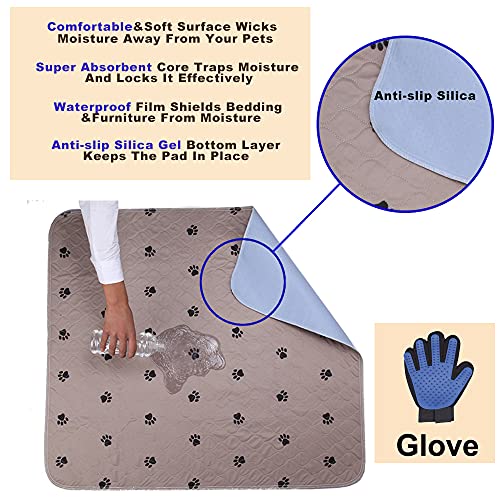 Washable Dog Pee Pads with Puppy Grooming Gloves Q342