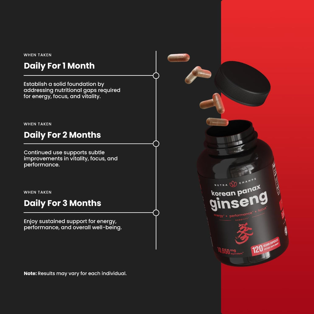 Korean Red Panax Ginseng Capsules for Energy and Immune Support F489623