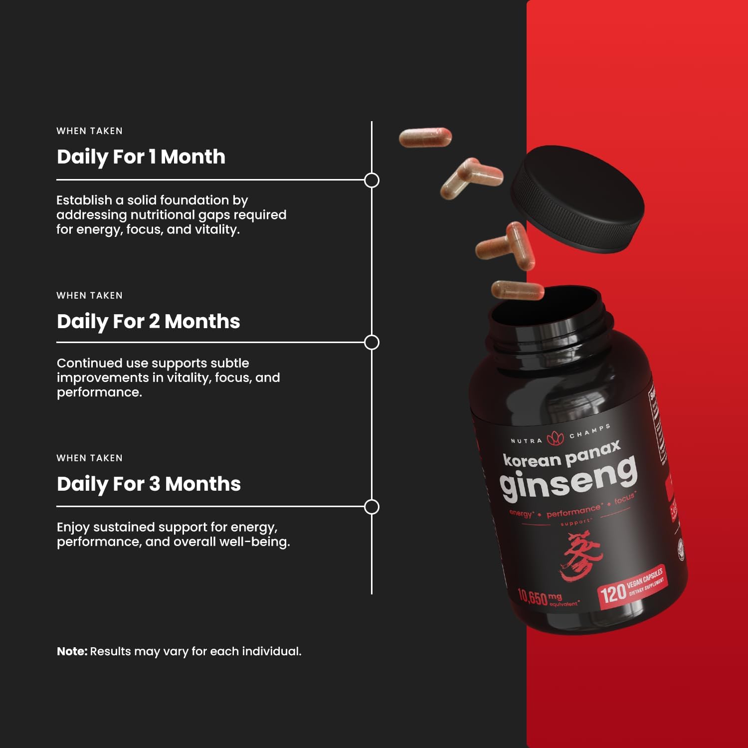 Korean Red Panax Ginseng Capsules for Energy and Immune Support F489623