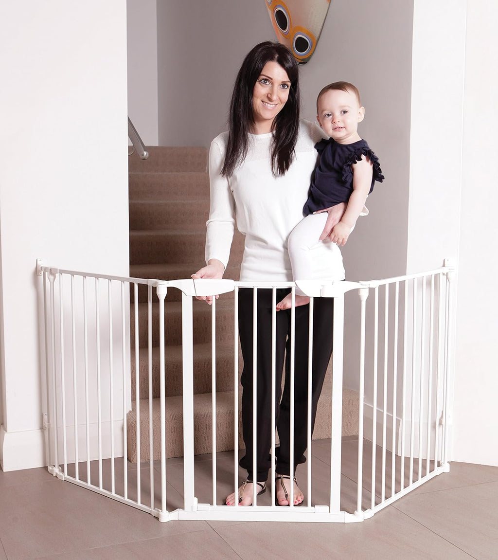 Baby Gate for Stairs, Straight Angled or Irregular Openings (White) G4922