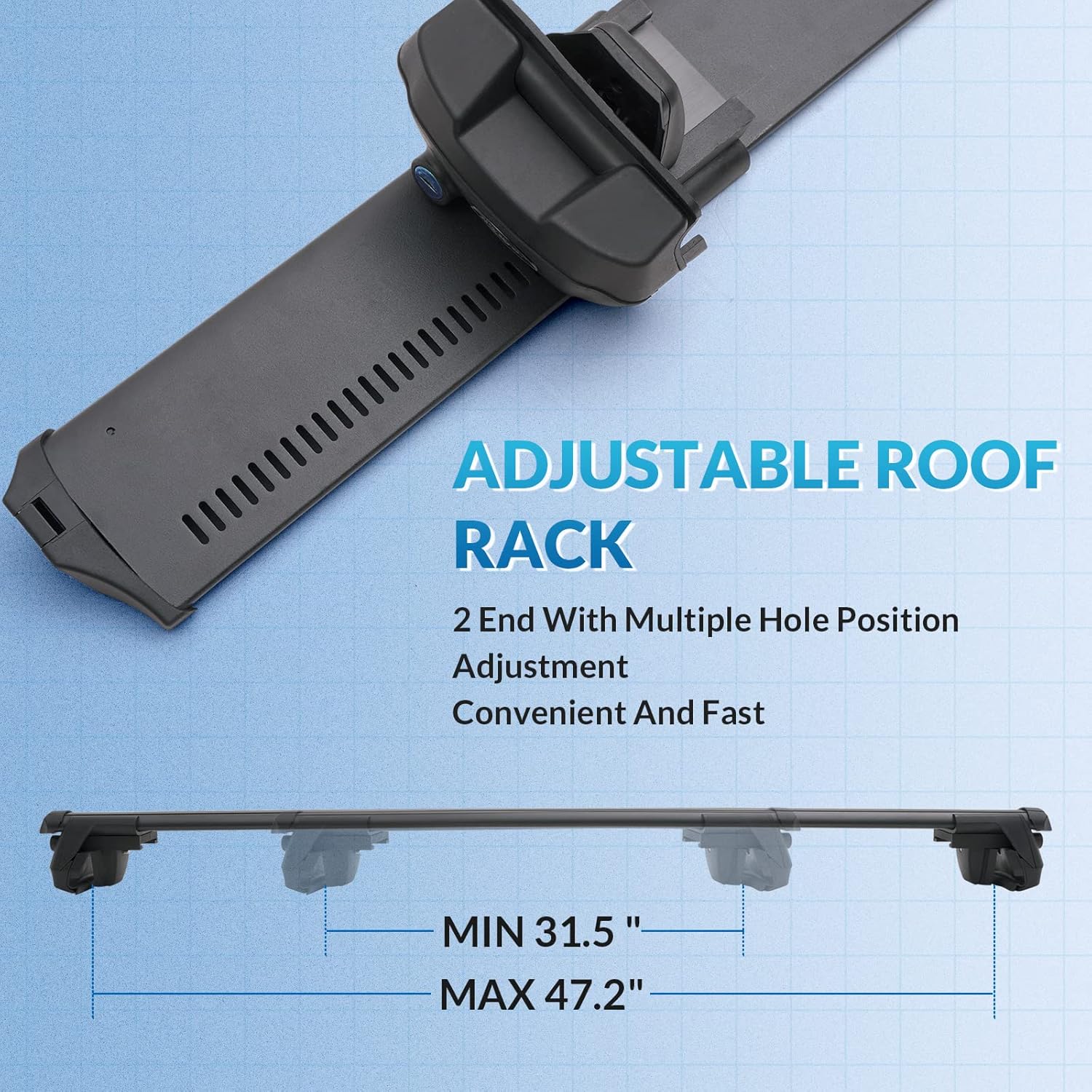 Roof Rack Cross Bars, Adjustable Lockable Aluminum Cargo Carrier, 330 LBS Capacity C9605