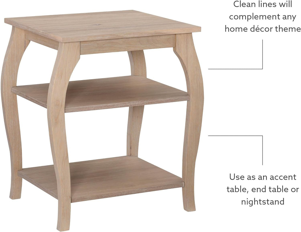Wooden Side Table with Curved Legs and Two Display Shelves F680