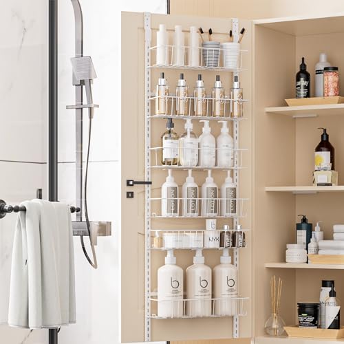 Over the Door Pantry Organizer, 6-Tier Metal Storage Rack, White G871
