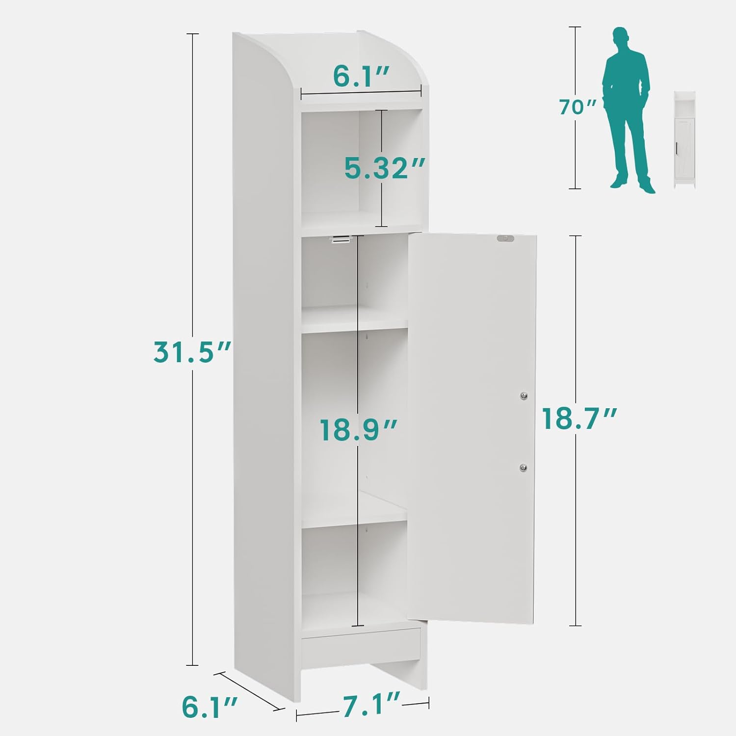Bathroom Storage Cabinet with Door and Adjustable Shelves L8916