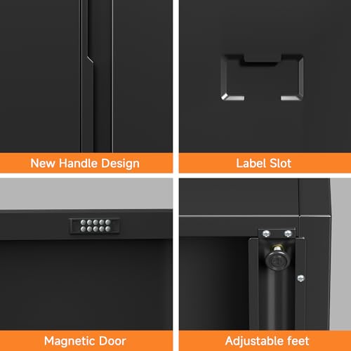 Metal Storage Cabinet with 2 Doors and 4 Adjustable Shelves, 71 Inch K70535