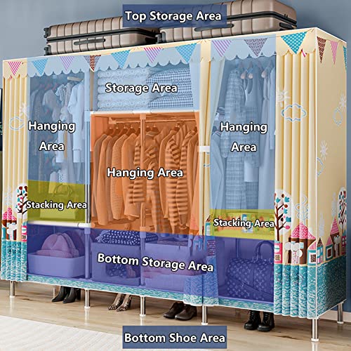 Portable Wardrobe with Hanging Rail and Shelves Y9022