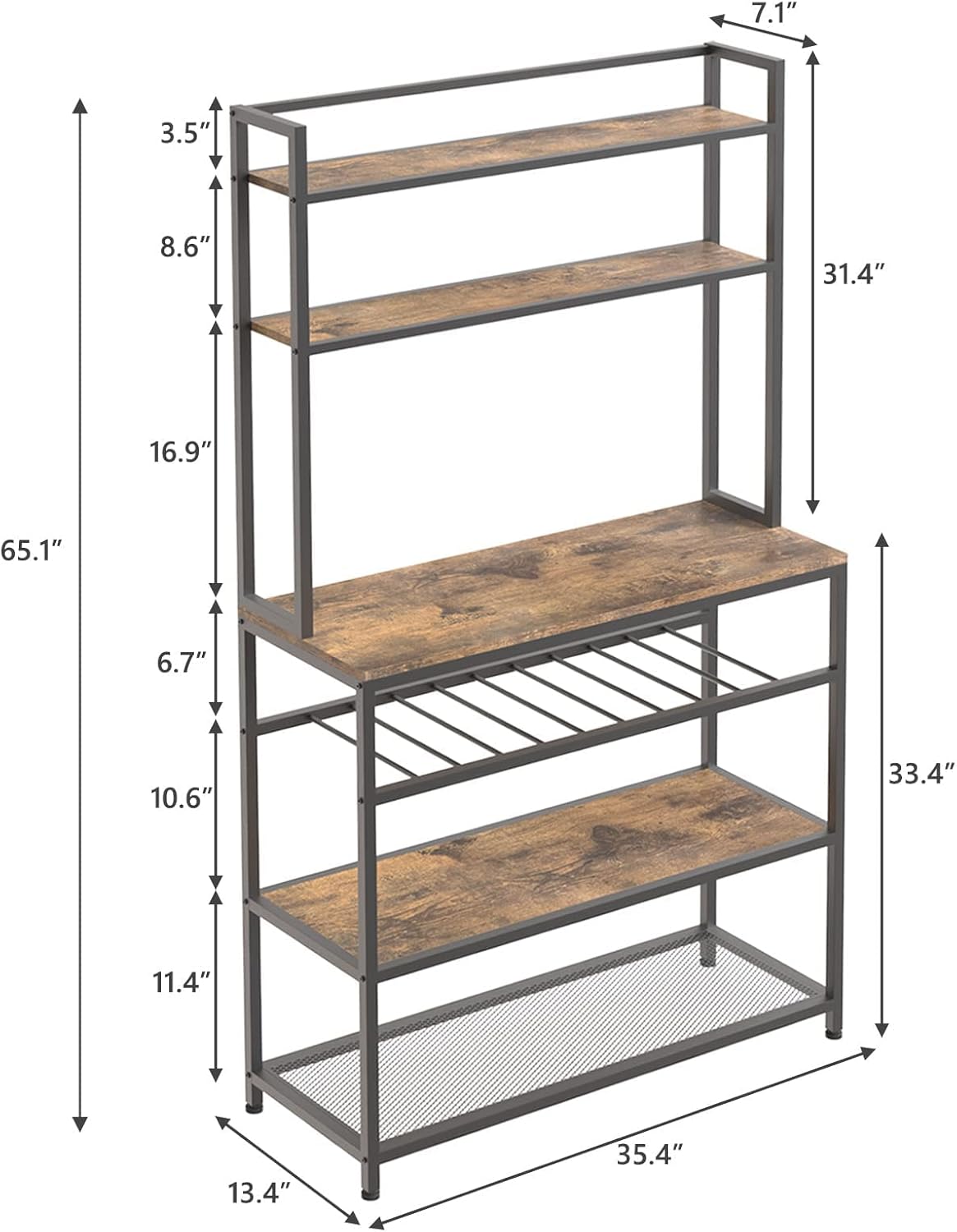 Industrial Kitchen Baker's Rack with Microwave Stand and Storage Shelf X194877