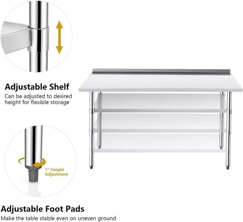 Stainless Steel Prep Table with Undershelf and Backsplash A417