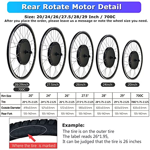 Electric Bike Conversion Kit, 48V 1500W Rear Hub Motor, 27.5 Inch Wheel U8323