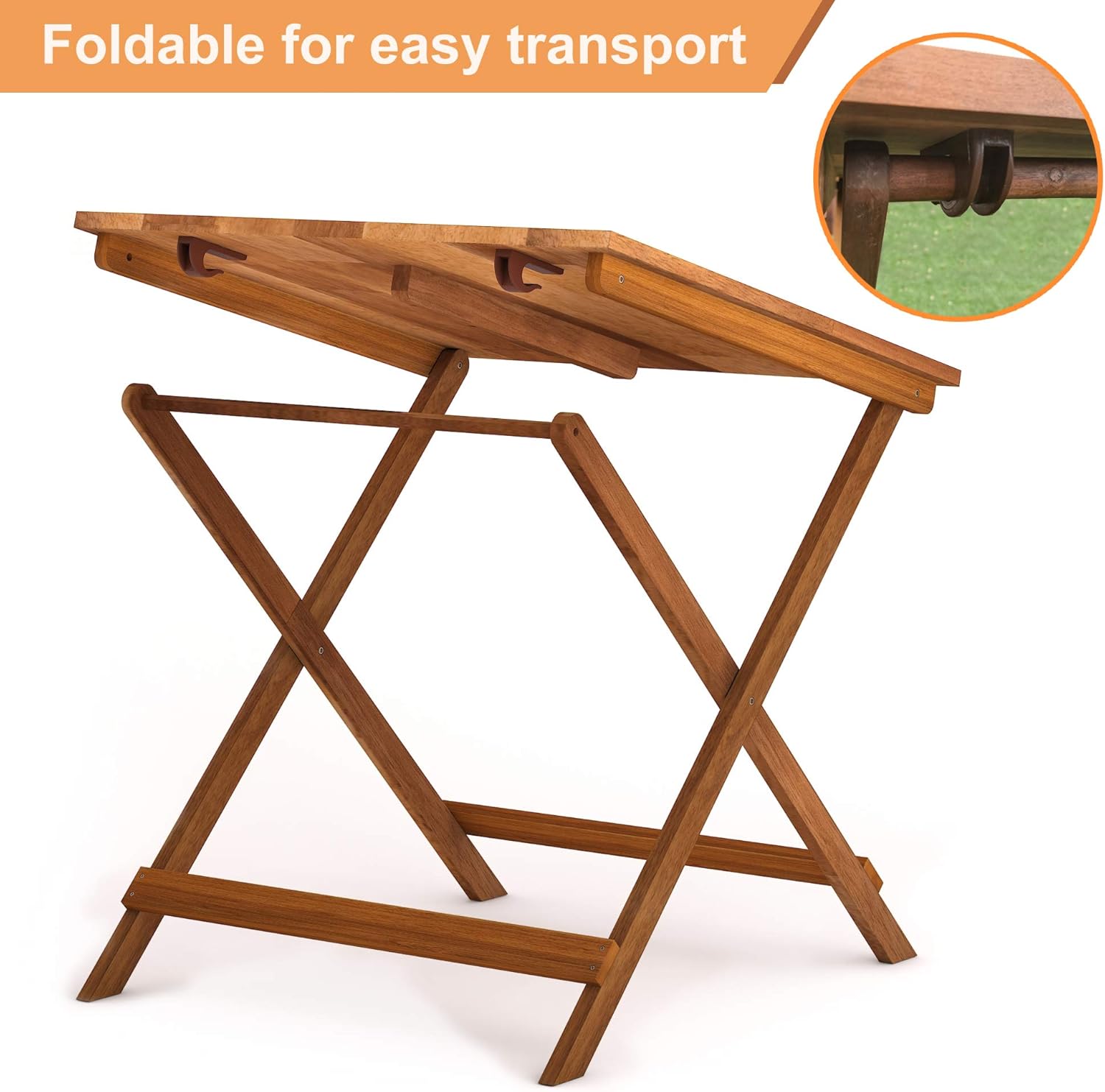 Wood Folding Indoor Outdoor Table for Balcony Garden Patio J477036