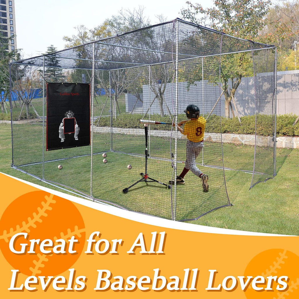Batting Cage with Wheels for Backyard, 16x10x8 ft R5744