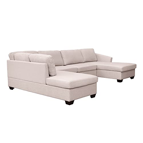 U-Shape Sectional Sofa with Double Chaise Lounge, Beige M3067
