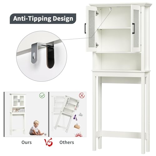 Over the Toilet Storage Cabinet with Glass Doors and Adjustable Shelf, Espresso M15027