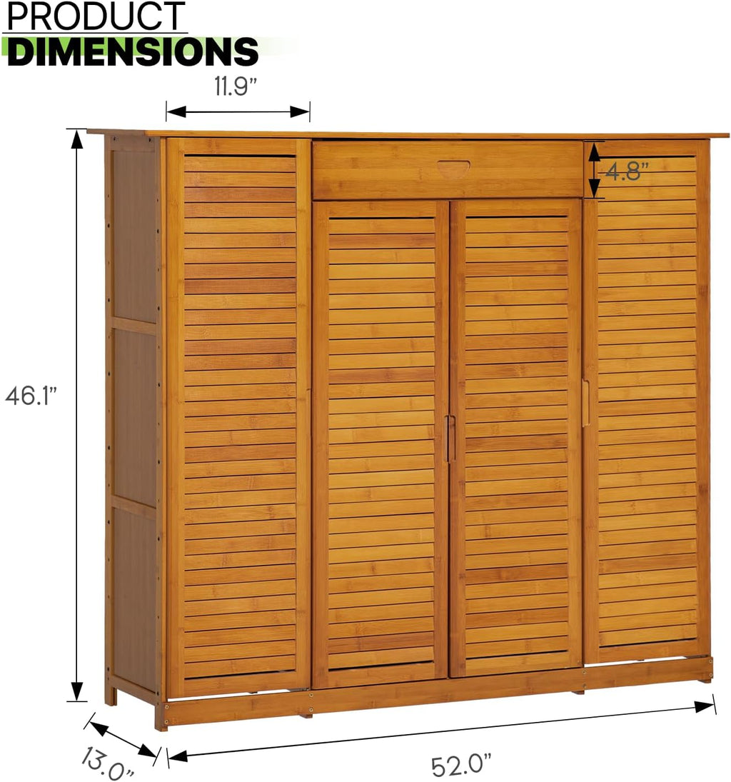 Bamboo 7-Tier Shoe Organizer with Drawer and Boots Holder F207