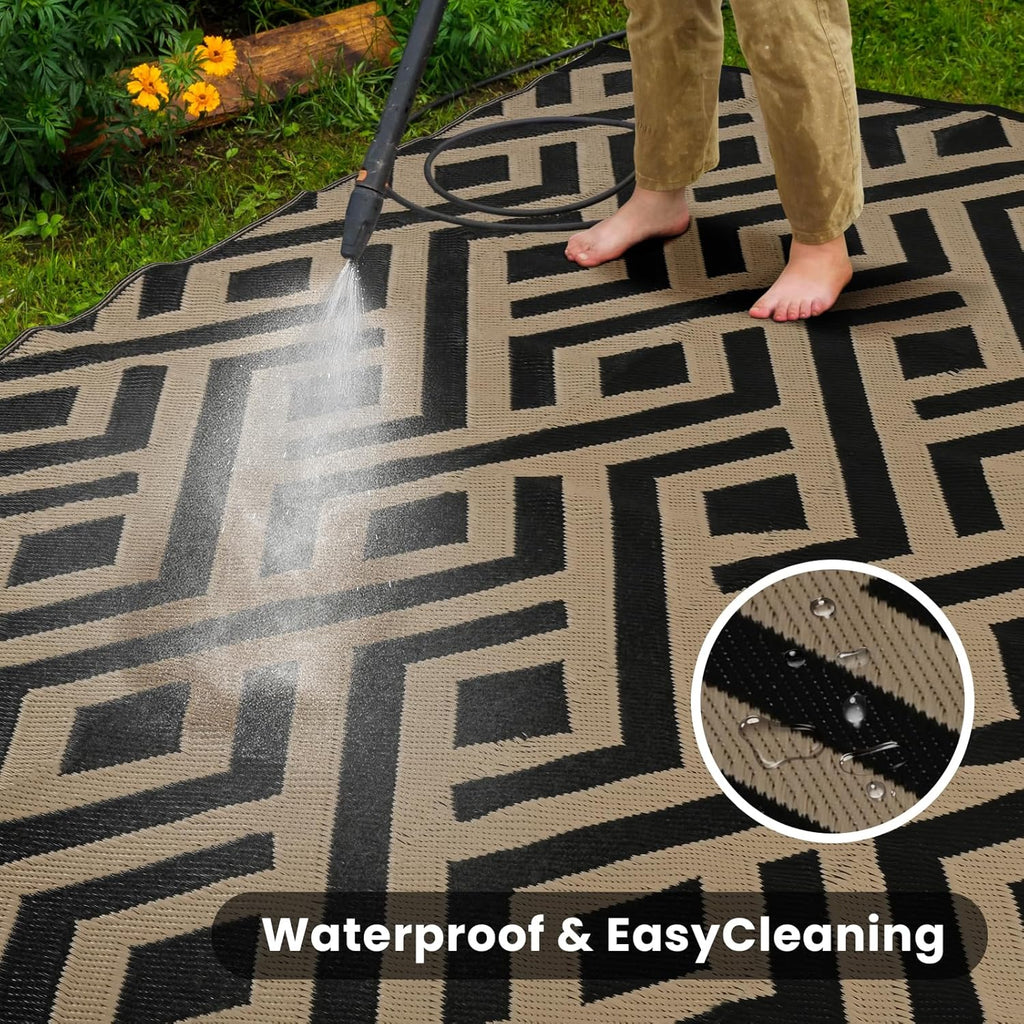 Outdoor Patio Rug with Carry Bag, Waterproof Reversible Picnic Mat M282970