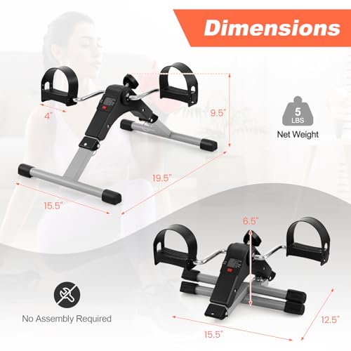 Mini Exercise Bike, Folding Under Desk Pedal Exerciser with LCD Display F541478