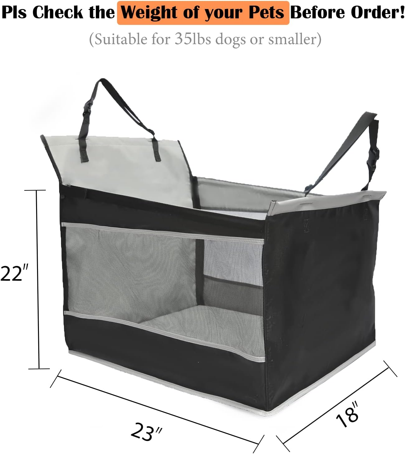 Dog Car Seat for Large Dogs with Seat Extender, Waterproof A971